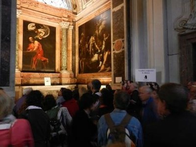 Les 3 tableaux du Caravage en l'honneur de Saint Matthieu dans une chapelle de Saint-Louis-des-Français